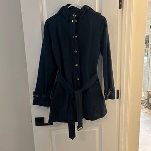 Banana Republic Black Trench Coat with Hood